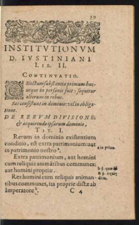 Institutionum D. Iustiniani Lib. II.