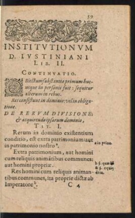 Institutionum D. Iustiniani Lib. II.