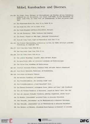 Möbel, Kunstsachen und Diverses (Nr. 219-330)