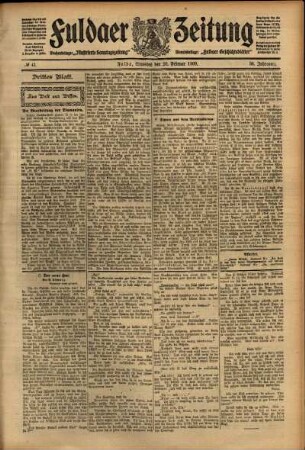 Dritte Ausgabe vom Samstag, den 20. Februar 1909.