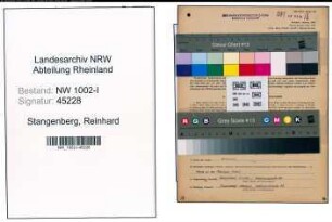 Entnazifizierung Reinhard Stangenberg, geb. 19.10.1911 (Techn.Angest.)