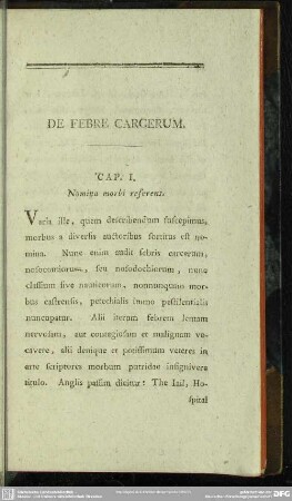 Cap. I. Nomina morbi referens