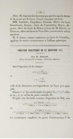 Solution analytique de la question 413.