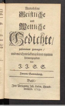 Zweyte Sammlung, Geistliche Gedichte.