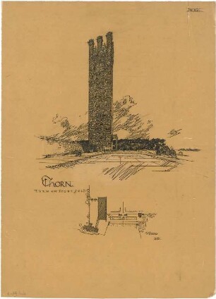 Döllgast, Hans; Thorn (Torun, Polen); Sportfeld - Turm am Sportfeld (Perspektive; Lageplan)