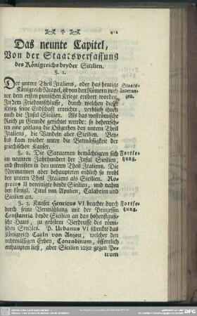Das neunte Capitel, Von der Staatsverfassung des Königreichs beyder Sicilien