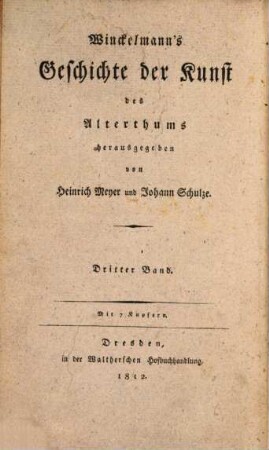 Winckelmann's Werke, 5. Geschichte der Kunst des Alterthums ; Bd. 3