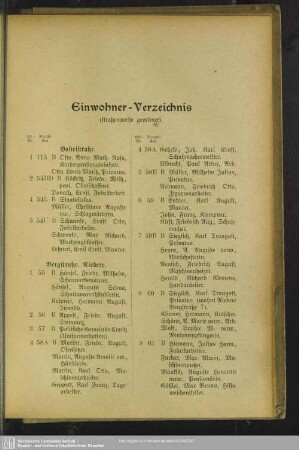 Häuserbuch : Einwohner-Verzeichnis (Straßenweise geordnet)