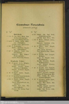 Häuserbuch : Einwohner-Verzeichnis (Straßenweise geordnet)