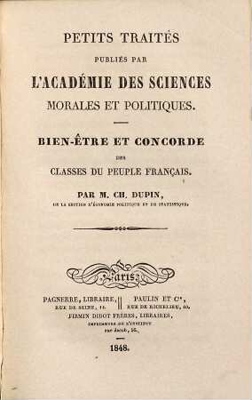 Bien-être et concorde des classes du peuple francais