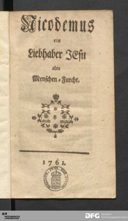 Nicodemus ein Liebhaber Jesu ohne Menschen-Furcht