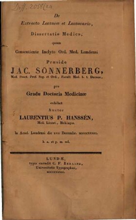De Extracto Lactucae et Lactucario : Dissertatio medica