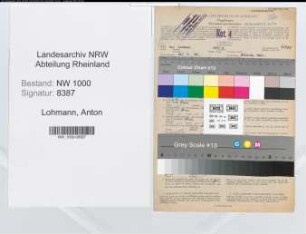 Entnazifizierung Anton Lohmann, geb. 21.05.1896 (Arzt)