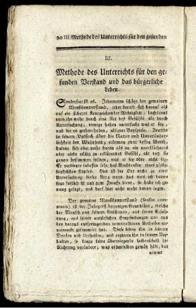 III. Methode des Unterrichts für den gesunden Verstand und das bürgerliche Leben.
