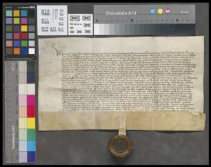 Alsheim: Peter Muel, Bechtolff von Lorich und Peter Scherrer, Bürger zu Worms verleihen ein Gut zu Alsheim