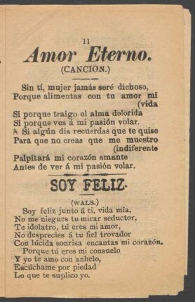 Amor eterno. : (Canción.)