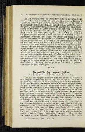 ¬Die¬ seelische Lage unserer Schüler