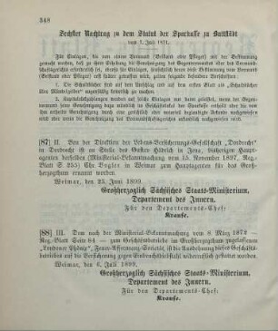 87. Ministerial-Bekanntmachung, betreffend Wechsel in der Hauptagentur der Lebens-Versicherungs-Gesellschaft "Dordrecht" in Dordrecht