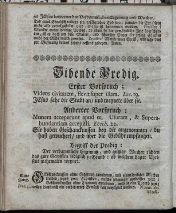 Sibende Predig – Letzte, und Schluß-Predig