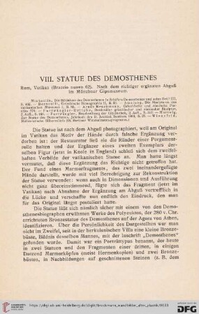 VIII. Statue des Demosthenes