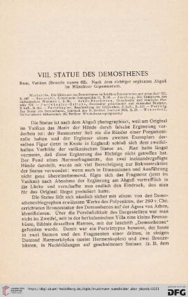 VIII. Statue des Demosthenes
