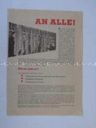 Propagandaflugblatt der IG Metall zum Streik der Metallarbeiter Schleswig-Holsteins