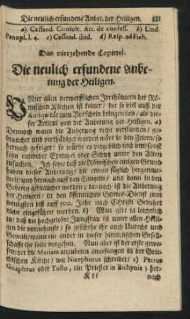 Das vierzehende Capitel. Die neulich erfundene Anbetung der Heiligen.