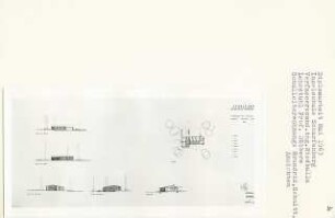 Schulfarm Insel Scharfenberg, Berlin-Tegel (Diplomarbeit bei Kurt Dübbers): Wohnung Schulleiter, Grundriss, Ansichten von Südwesten, Nordosten, Nordwesten, Südosten und Schnitt 1:200