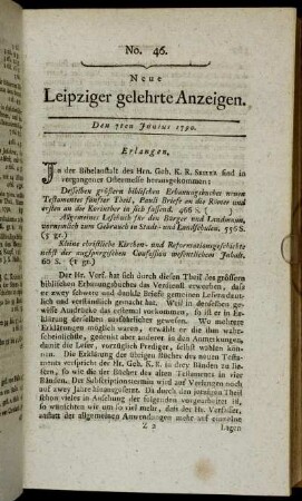 No. 46. Den 7ten Junius 1790.