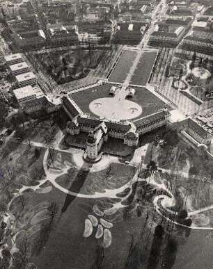 Luftbildaufnahmen von Karlsruhe. Innenstadt - Schloss
