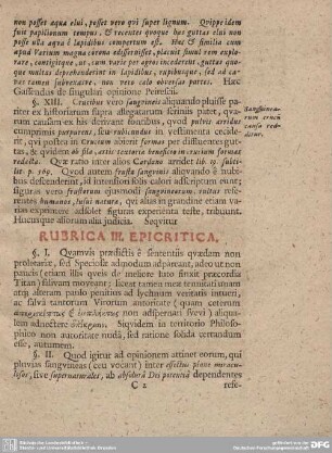RUBRICA III. EPICRITICA.