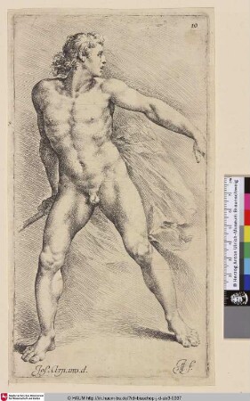 [Figurenstudie eines nach rechts zurückblickenden Pikeniers; A Nude Pikeman, Looking Backwards]