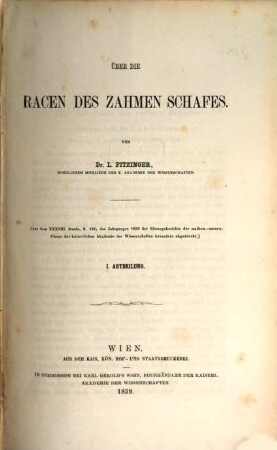 Über die Racen des zahmen Schafes, 1