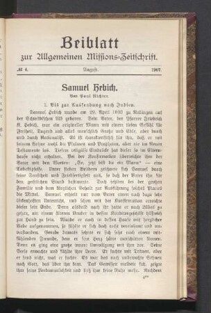 Beiblatt N° 4. August. 1907