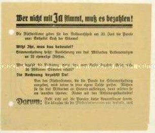 Aufruf des Ausschusses für Fürstenenteignung zur Abstimmung für die Fürstenenteignung beim Volksentscheid 1926