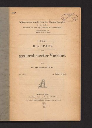 Ueber drei Fälle von generalisierter Vaccine