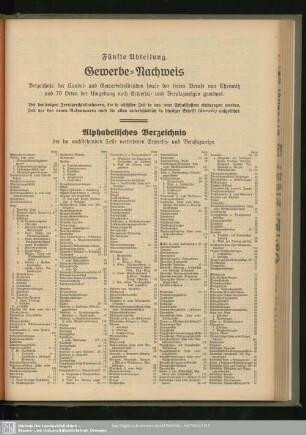 Fünfte Abteilung. Gewerbebetriebe : Gewerbe-Nachweis