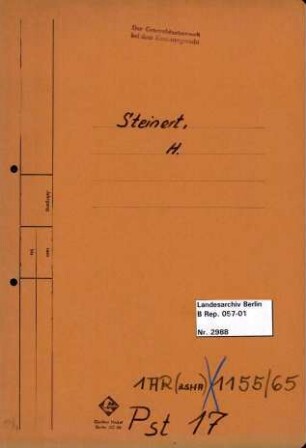 Personenheft Helmut Steinert (*24.08.1912), Kriminalamtmann