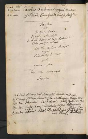 Winterhalbjahr 1746/1747. Rektorat Daniel Maichel