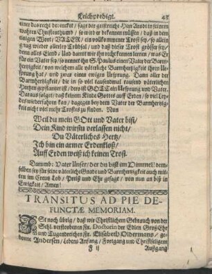 Transitus Ad Pie Defunctæ Memoriam.