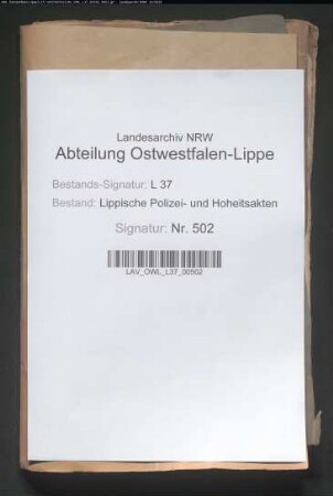 Errichtung einer lippischen Armenordnung