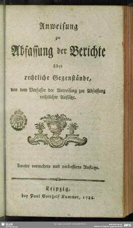 Anweisung zur Abfassung der Berichte über rechtliche Gegenstände