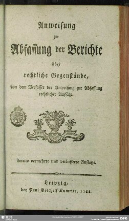 Anweisung zur Abfassung der Berichte über rechtliche Gegenstände