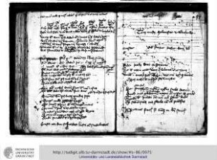 2 Hymnen mit Noten: 1. Totus mundus hyldarescat, 2. Virgo casta Katherina
