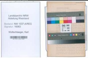 Entnazifizierung Karl Wollschlaeger , geb. 00.00.0000 (Kriminalsekretaer)