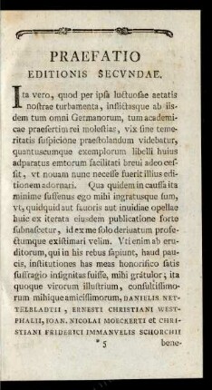 Praefatio Editionis Secundae