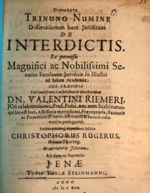 Diss. iur. de interdictis