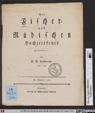 Der Fischer- und Rüdischen Hochzeitfeyer gewidmet