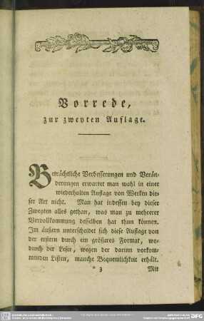 Vorrede zur zweyten Auflage