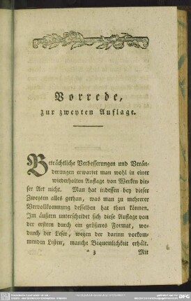 Vorrede zur zweyten Auflage